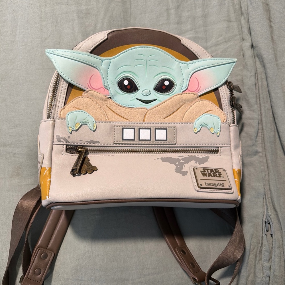 Loungefly Star Wars Baby Yoda Cream and Brown Backpack